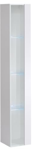 Meublorama Vetrina sospesa – Bianco – Collezione Switch – Porta in Vetro e LED Inclusi – Modello Grande