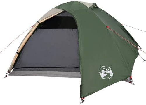 vidaXL Kuppelzelt, Campingzelt für 4 Personen Wasserdicht, Outdoor Zelt mit Abnehmbarem Überzelt Insektenschutz, Trekkingzelt Leicht Tragbar, Grün