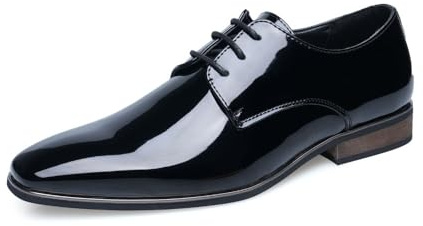 Sharp-Toed Business - Zapatos de vestir para hombre de piel de charol para novios, Negro -, 44 EU