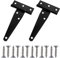 Lot de 2 charnières en forme de T noires avec vis de réglage, charnières galvanisées en forme de T, 20,3 cm, convient pour les panneaux de porte, les fenêtres, les armoires