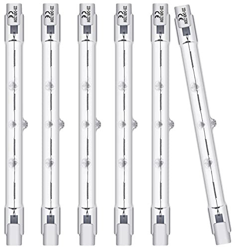 BROTOU 6er 230W 118mm R7S Halogen Leuchtmittel, Dimmbar Halogenstab, 220-240V 4480lm 2800K Warmweiß J-Typ für Arbeitsleuchten, Sicherheitsleuchten, Landschaftsleuchten,Stehleuchten