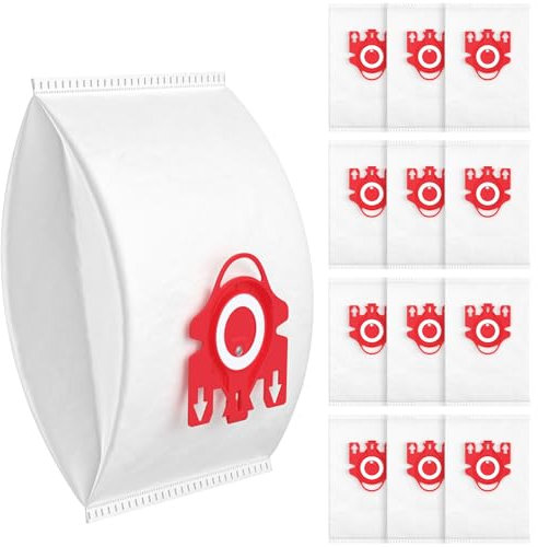 12 Pack FJM Vacuum Bags Compatible with Miele Hoover Bag, HyClean FJM Vacuum Bags for Compact C1, Compact C2, S4000 S6000 Series, Includes 4 Motor Filters & 4 AirClean Filters