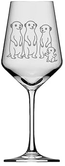 eXODA 1x vaso de vino de suricata con bebestible apto para lavavajillas para noches agradables con grabado de mensaje en un diseño encantador