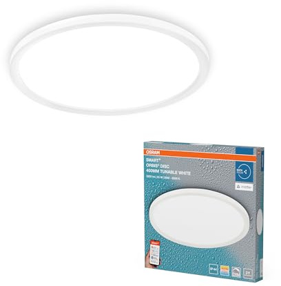 OSRAM SMART+ Matter ORBIS DISC LED-badrumslampa 400mm IP44 TW | SMART+ MATTER Orbis Disc, Indoor Wall Lighting, Wit, 400 mm dia, 30000 h, 1-Pack