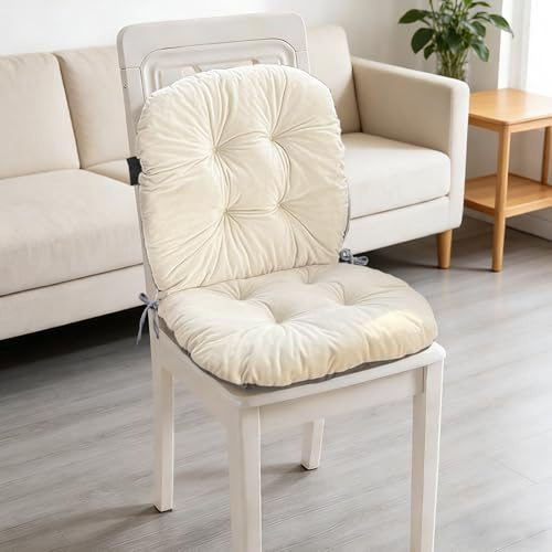 bechoanigel Gartenstuhl Hochlehner Auflagen, 42x85 cm Sitzpolster für Gartenstühle Outdoor Stuhlkissen, Stuhlauflage Sitzkissen Indoor Outdoor Rückenlehne Auflage (Weiß)