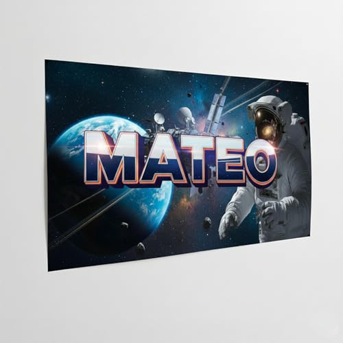 Póster espacio astronauta galaxia niño - Regalo personalizado nombre
