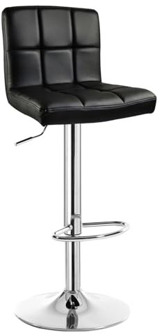 WOLTU 1 x Barhocker Barstuhl Tresenhocker Stuhl drehbar und höhenverstellbar Tresen Hocker Kunstleder Schwarz 9107-1