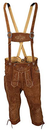 McWilliams Lederhosen Men's Authentic Bavarian German Brown - Oktoberfest Leather Trousers (38, Brown)