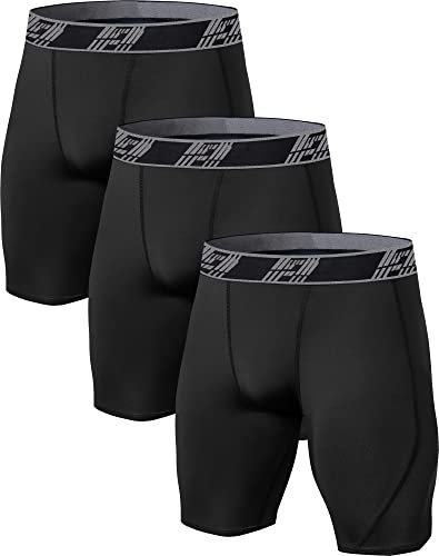 HOPLYNN 3er Pack Herren Kompressionsshorts, Schnelltrocknendes Kompressionshose Laufhose Männer Fußball Radlerhose 3 Schwarz M