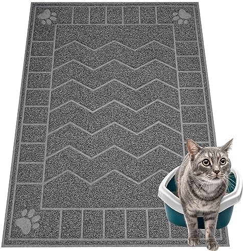 Motsamla Cat Litter Box Mat, 35 x 24 Large Kitty Litter Trapping Mat Keep Floor Clean, Litter Box Mat Scatter Control, Waterproof, Easy to Clean, Durable Large Size Litter Mats for Floor