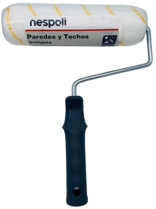 Nespoli Rodillo de Pintura Antigota, 22 cm, para Todo Tipo de Superficies y Pinturas, Mango Ergonómico, Bordes Biselados para Evitar Marcas, Ideal para la Decoración del Hogar