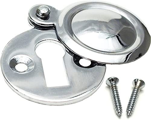 Escudo de llave cubierto de cromo, ojo de cerradura redondo para puerta principal, cubierta de bloqueo de placa