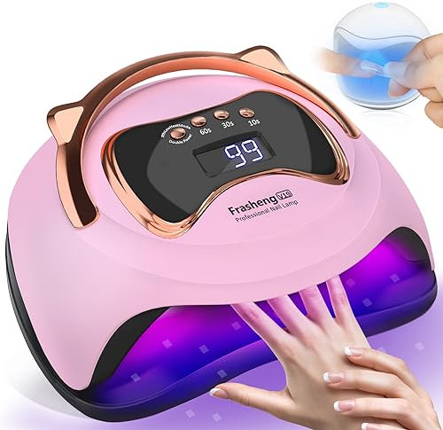 Frasheng 180W Nageltrockner Lampe,UV LED Lampe für Nägel,mit Mini UV Lampe Für Nägel,Neues Katzenohr-Design,Professionelle Nagellampe mit 4 Timer,Abnehmbarer Basis,Nail Lamp,für Alle Gel Nagellack