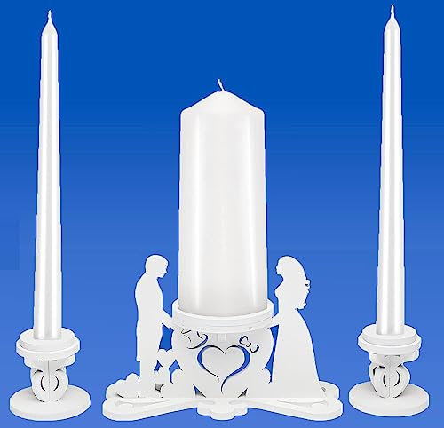 Unity - Juego de 3 Portavelas para Novios, Velas de Ceremonia de Boda