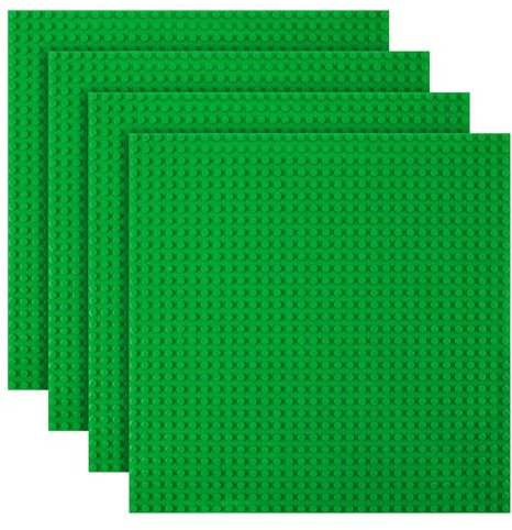 HOTUT Classic Baseplates, 4 Pcs Square 32x32 Stud Building Base, 10×10 Large Building Board Base Plates, 100% Compatible with All Major Brands, Build and Display Board Set - Green