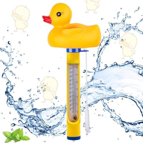 Schwimmende Pool Thermometer,Schwimmende Wasserthermometer Leicht Ablesba Cartoon-Wassertemperatur thermometer Schwimmbadthermometer mit Seil Bruchfest Wasserthermometer für Pools und Spas