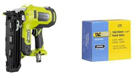 RYOBI - Cloueur de Finition 16G Air Comprimé 18V ONE+ - Pointe 19-64mm - Tête 1,6mm & Tacwise 0293 Clous de Finition Galvanisés de Type 16G / 30 mm, Lot de 250