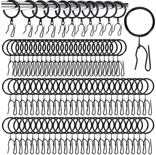 ZAVOOS 100 Pieces Metal Drapery Curtain Rings, 1.18 Inch Internal Diameter Curtain Hanging Rings with 100 Pin Hooks, Eyelets, Great for Window Door Shower Bathroom
