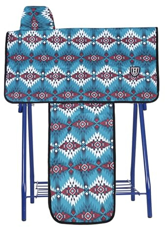 Harrison Howard Sturdy Waterproof Western Saddle Cover with Stylish Prints That Stand Out Keep Your Saddle in Pristine Condition Perfect for Showing or Riding Events -Classic Indian Teal