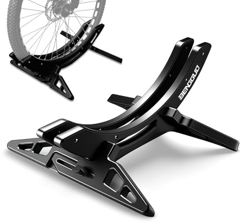 alouweekuky Support Vélo Sol Range 25-80mm, Largeur Réglable VTT Râtelier Vélo Support Stationnement Assemblé Pneu Avant Arrière Vélo Route Antidérapant Vélo Course Vélo Électrique Intérieur Stable