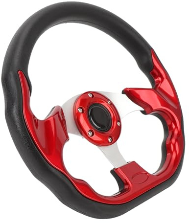ZASCHMOY Elegante Volante per Auto Blu PU 13 Pollici - Impugnatura Migliorata, Ruota Sportiva Resistente all'impatto Facile Installazione Nei Veicoli (rosso)
