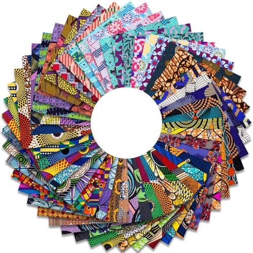 50 Pcs 25 x 25 cm Polyester tissu africain carré imprimé artisanat Bundle Patchwork pour tissu de couture bricolage