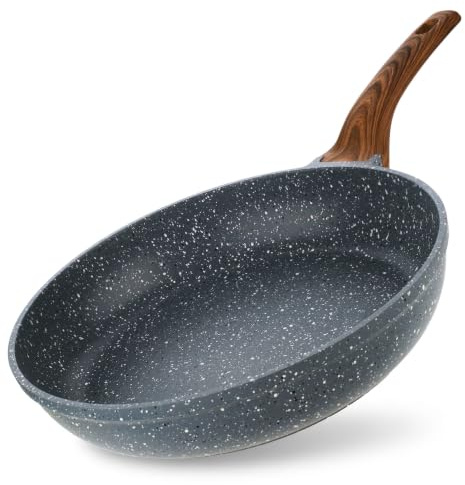Homiu Non-Stick Frying Pan for Induction, Gas, Ceramic & Electric Hobs – Lightweight Pan for Eggs, Pancakes, Omelettes & Everyday Cooking (Dark Grey, 28cm)