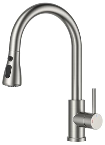 FORIOUS Robinet Cuisine Basse Pression, Robinet De Cuisine Amovible, Rotation À 360°, Compatible Avec Chaudière Et Appareils Sous Évier, Acier Inoxydable