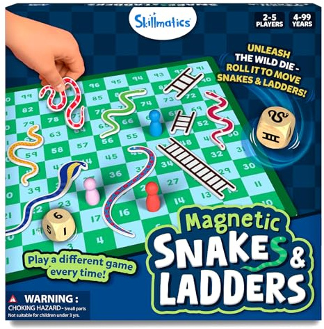 Skillmatics Snakes & Ladders - Magnetic & Customizable Board Game with a Twist, Classic Strategy Game for Family Game Night, Travel Toy & Gift for Boys, Girls, Teens & Adults, 2-5 Players