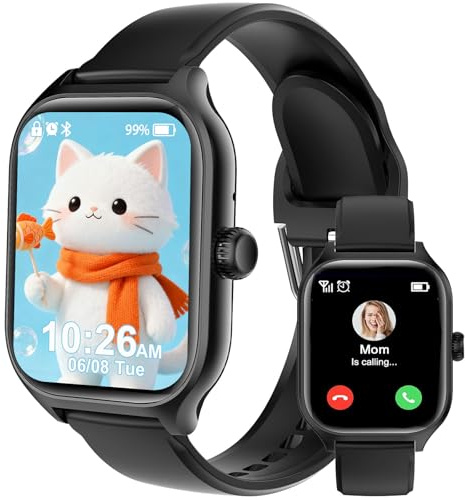 clleylise Smart klocka för barn - Smart klocka för barn, pojke, flicka med Bluetooth Telefon/SOS/Tracker/Schlafmonitor/100+ sportlägen, digital barnklocka x (svart)