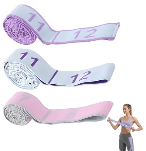 3 Stück Yoga Stretching Strap, Yoga Stretch Gurt mit 8 Schleifen Fitnessbander, Resistance BandsStretching Band Für Fitness & Dehnbungen, Pilates, Tanz, Gymnastik, Effektives Dehnung