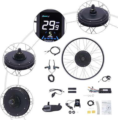 CHAPINGNI Kit de conversion de vélo électrique 48 V, roue avant 28 29, 1000 W, moteur à moyeu sans balais avec écran LCD, contrôleur, levier de frein PAS pour vélo électrique, Pedelec, VTT, vélo de
