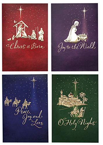 Hallmark Image Arts Religious Boxed Christmas Cards Assortment (4 Designs, 24 Christmas Cards with Envelopes)