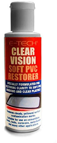 BITS4REASONS E TECH NEW FORMULA CLEAR VISION SOFT PVC RESTORER - 100ML - IDEAL FOR PLASTIC WINDOWS CAR ROOFS CARAVANS MOTORHOMES