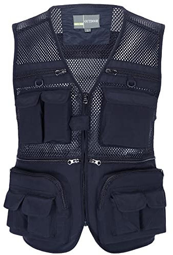 OlyljpinZ Hommes Gilet de Pêche en Maille Léger Respirant à Séchage Rapide Gilet Veste Sans Manches Multi Poches Gilet de Loisirs Pour Camping Chasse Pêche Photographie