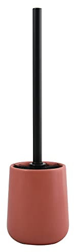 MSV, Brosse WC avec Support Céramique, Modèle MAONIE, Poils résistants à l'usure, 10,4x38,8cm, à Poser, Serviteur WC Non Fixe, Design Classique et élégant, Terracotta Mat