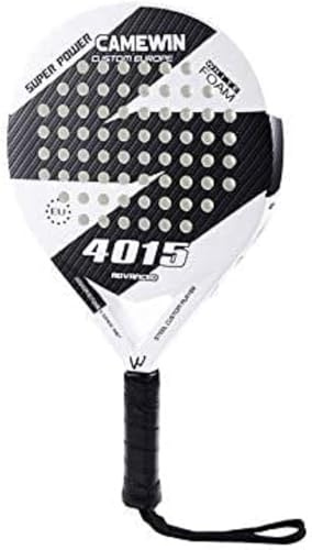 Camewin Padel Tennis Racket Carbon Fiber Diamond Shape with Bag Included - White and Black