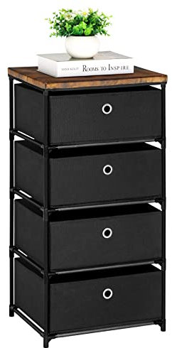 LIANTRAL Fabric Chest of Drawers, 4 Drawers Storage Organizer Unit with Steel Frame, Large Capacity Dresser Drawers for Bedroom, Dorm, Hallway, Black
