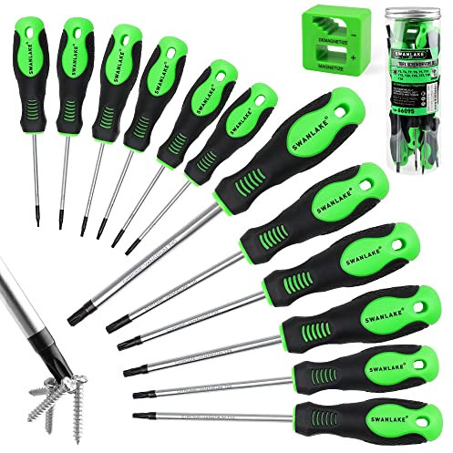 SWANLAKE - Juego de destornilladores Torx magnéticos de 13 piezas, juego de destornilladores Torx magnéticos T5 - T40, la mejor opción