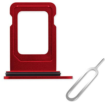 Cemobile SIM Card Tray Slot Holder Replacement for iPhone 13 6.1 Inch (Single SIM Version) with Waterproof Rubber Seal Ring + SIM Card Tray Open Eject Pin (Red)