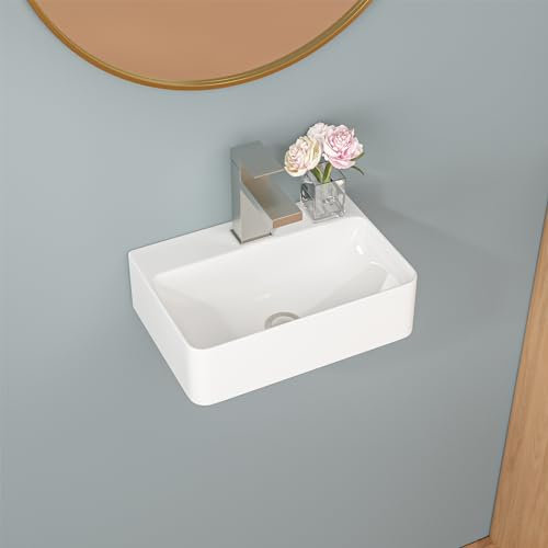 Sarlai 14 x 10 Inch Wall Mounted Bathroom Sink Rectangle Vessel Sink