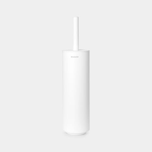 Brabantia - Mindset Toilet Brush and Holder - Bristle Brush - Protective Steel Handle - Corrosion Resistant - Bathroom Accessory - Fresh White - 42 x 11 x 9.6 cm