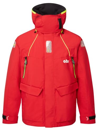Gill Mens OS2 Offshore Sailing Jacket - Waterproof, Windproof & Breathable (Red, L)