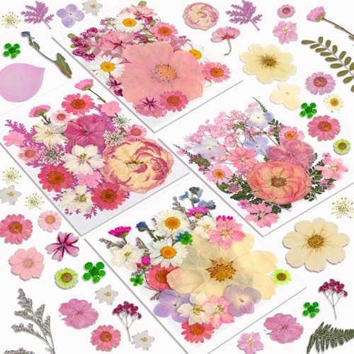 Resiners 100Pcs Dried Pressed Flowers for Resin Molds, Blush Pink Real Natural Dried Flowers Dry Leaves Kit for Scrapbook Supplies Card Making Resin Jewelry Making Soap Candle DIY Crafts