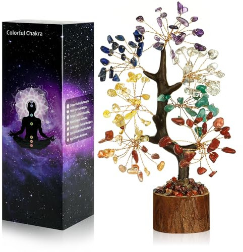 Vicloon 7 Chakra Crystal Tree, Crystal Tree of Life for Women & men, Good Luck Birthday Gifts for Her, Positive Energy New Home House Warming Gift, Spiritual Gifts (Colorful)