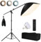 Niceveedi 50 x 70 cm Softbox, Photography Lighting Kit with 203 cm Tripod and 150 cm Boom Pole, 85 W Video Softbox with 2700K-6500K Bulb and Remote Control, for Video Recording