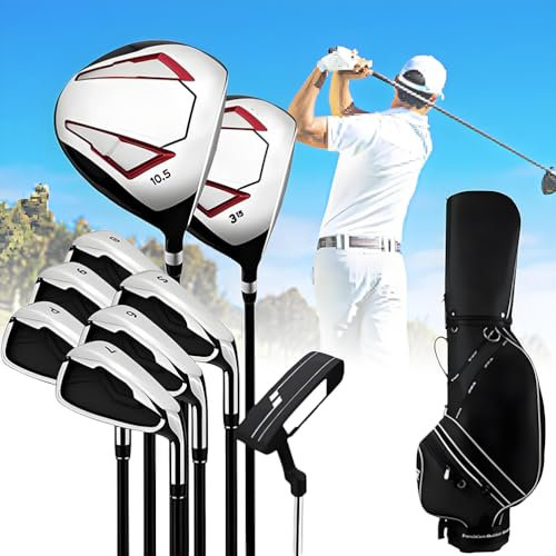 Set Completo di Mazze da Golf, Set di Mazze da Golf per Mano Destra da Uomo da 9 Pezzi, palo di Legno 1/3, Ferri 5/6/7/8/9/P e Putter, con Borsa da Golf, per Golfisti da Uomo Sport all'Aria Aperta