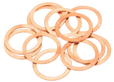 QUARKZMAN 12 Pièces Rondelles Plates en Cuivre, Rondelles d'Écrasement Plates en Cuivre Améliorées de 25x32x1mm pour Raccords Hydrauliques Vis Écrou Réparation Électronique