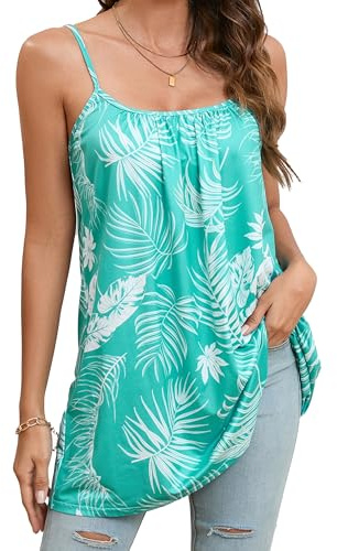 Enmain Camisetas Sin Mangas Mujer Verano Elegante Tirantes Tops con Cuello Redondo y Ajustable Tirante Finos Casual Estampado Blusa Holgado XXL