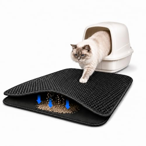Cat Litter Mat, Large Litter Trapping Mat, Honeycomb, Black, 50 x 40 cm